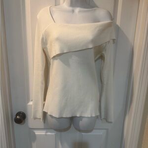 NWT White Off Shoulder Long Sleeve Top